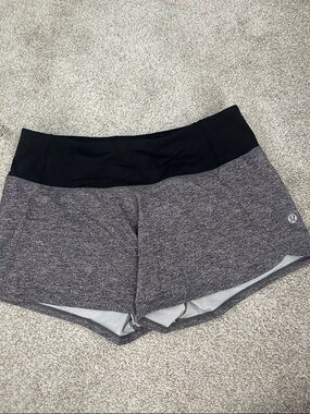 lululemon athletica Black Waistband Heather Gray Athletic Shorts